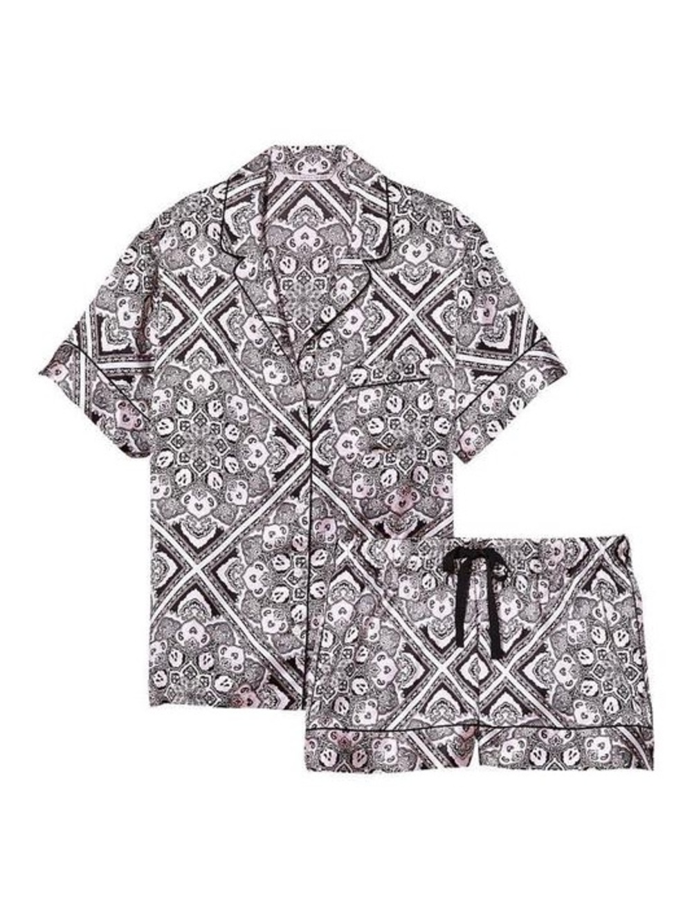 Victoria's Secret Black & White Paisley Short Pajama Set